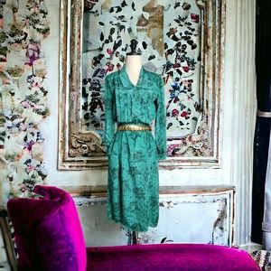 Vintage Y2K 80's Golden Girls Dallas Depop Jade Abstract Lines Pleated Bodice 10